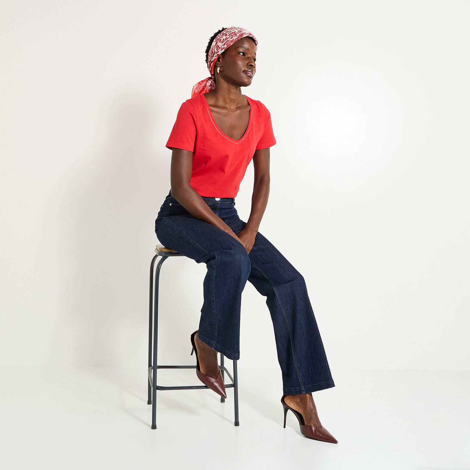 T-shirt col V femme