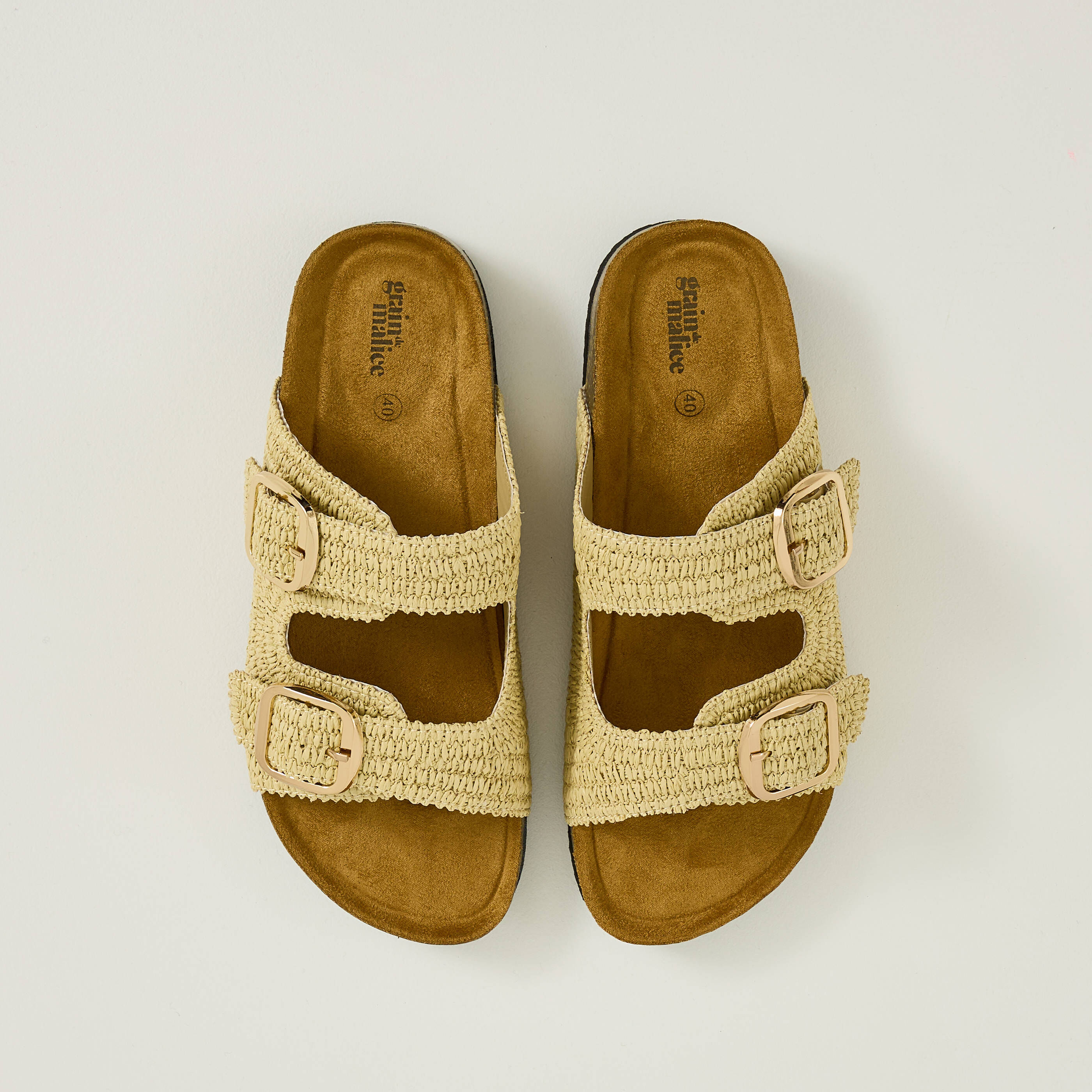 Mules plates imitation paille femme