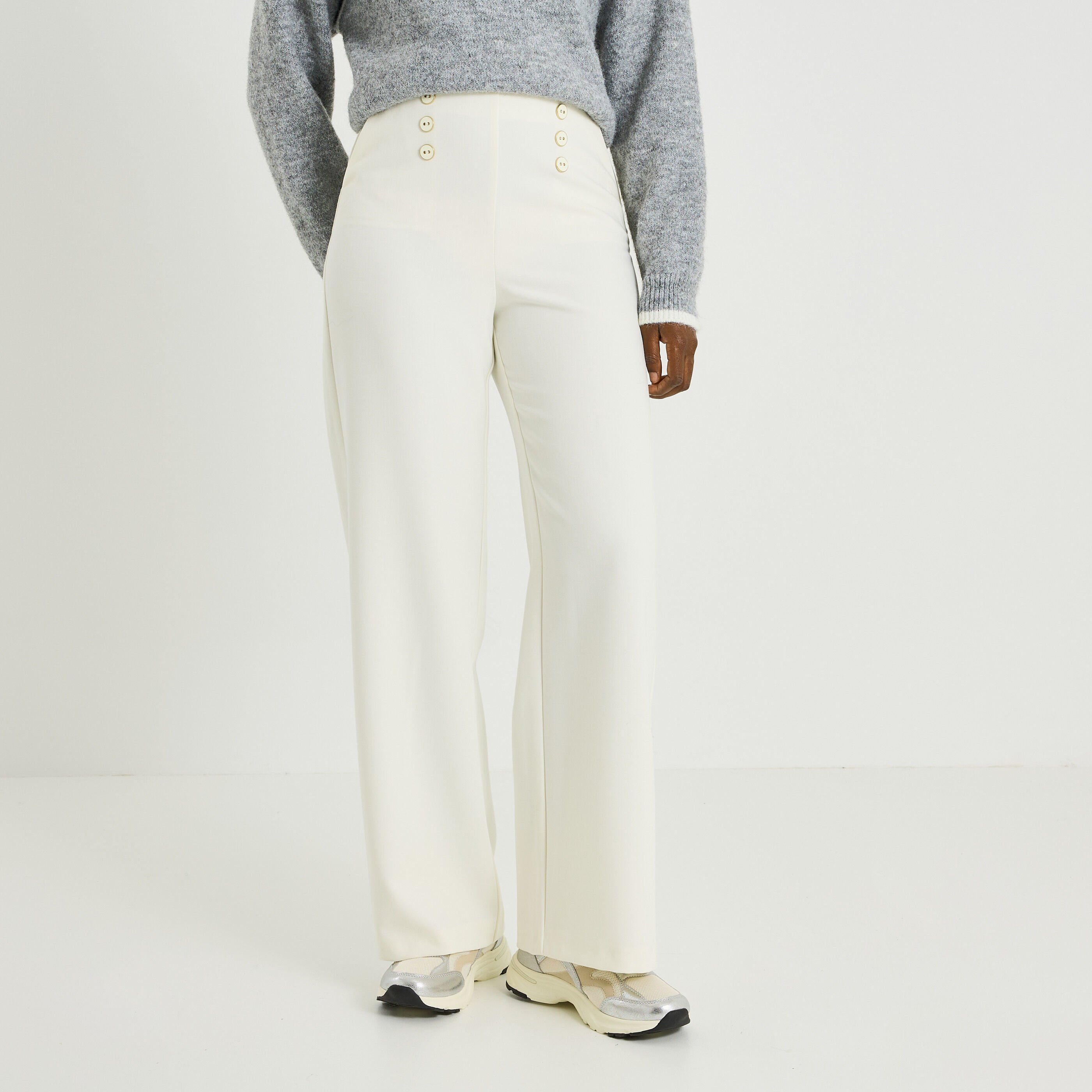 Pantalon large &agrave; pont femme