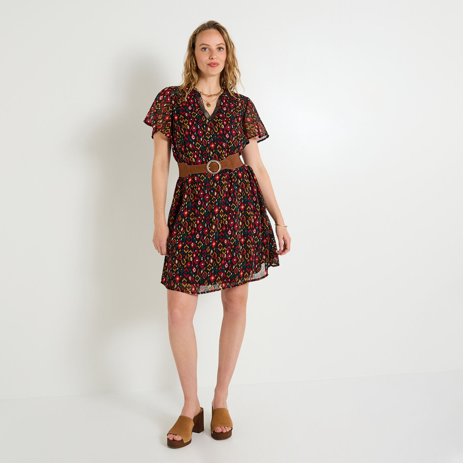 Robe col V femme