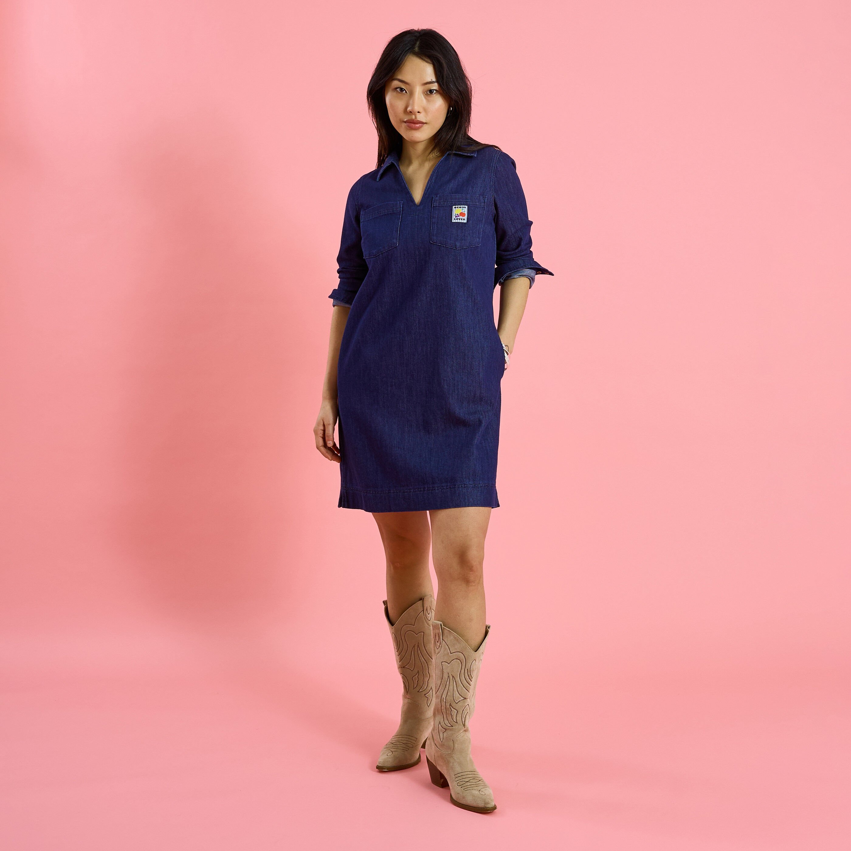 Robe courte en denim femme