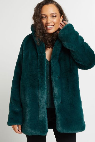 Manteau fausse fourrure femme