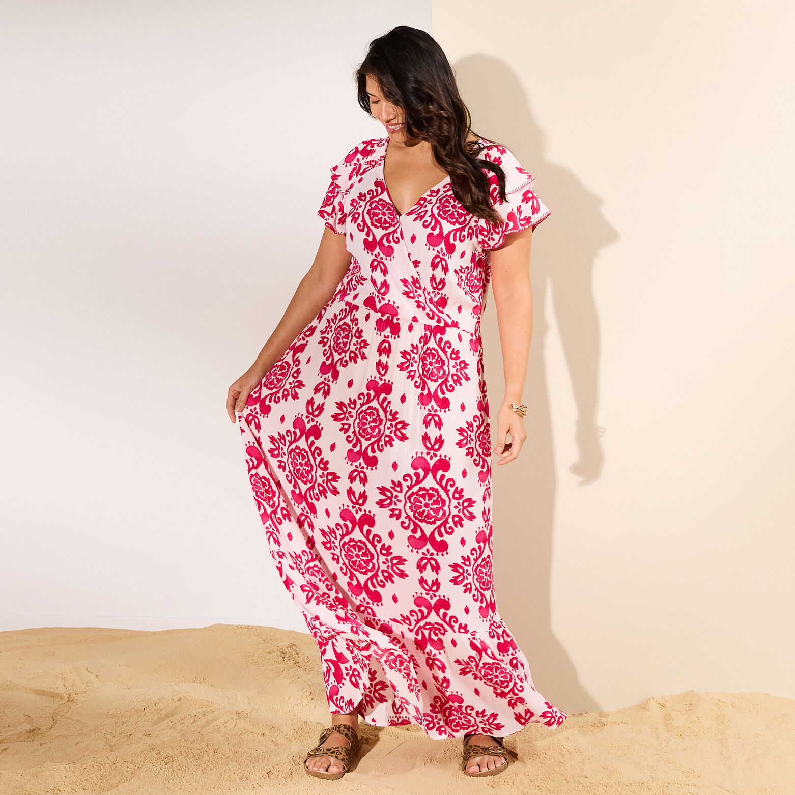 Robe longue imprimée femme