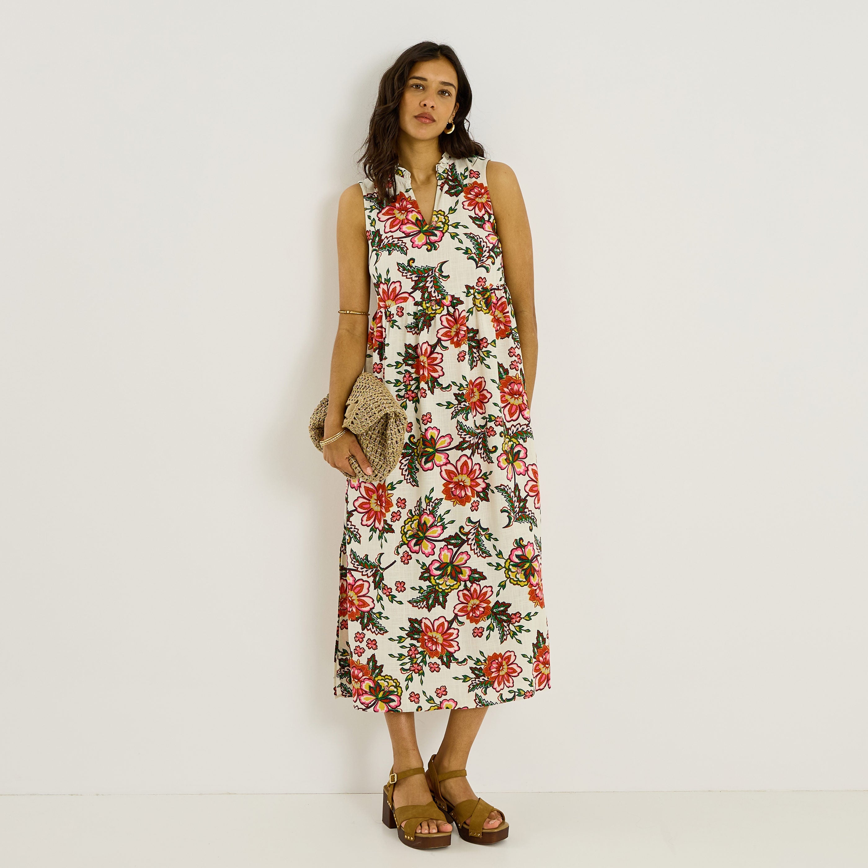 Robe longue imprim&eacute;e florale