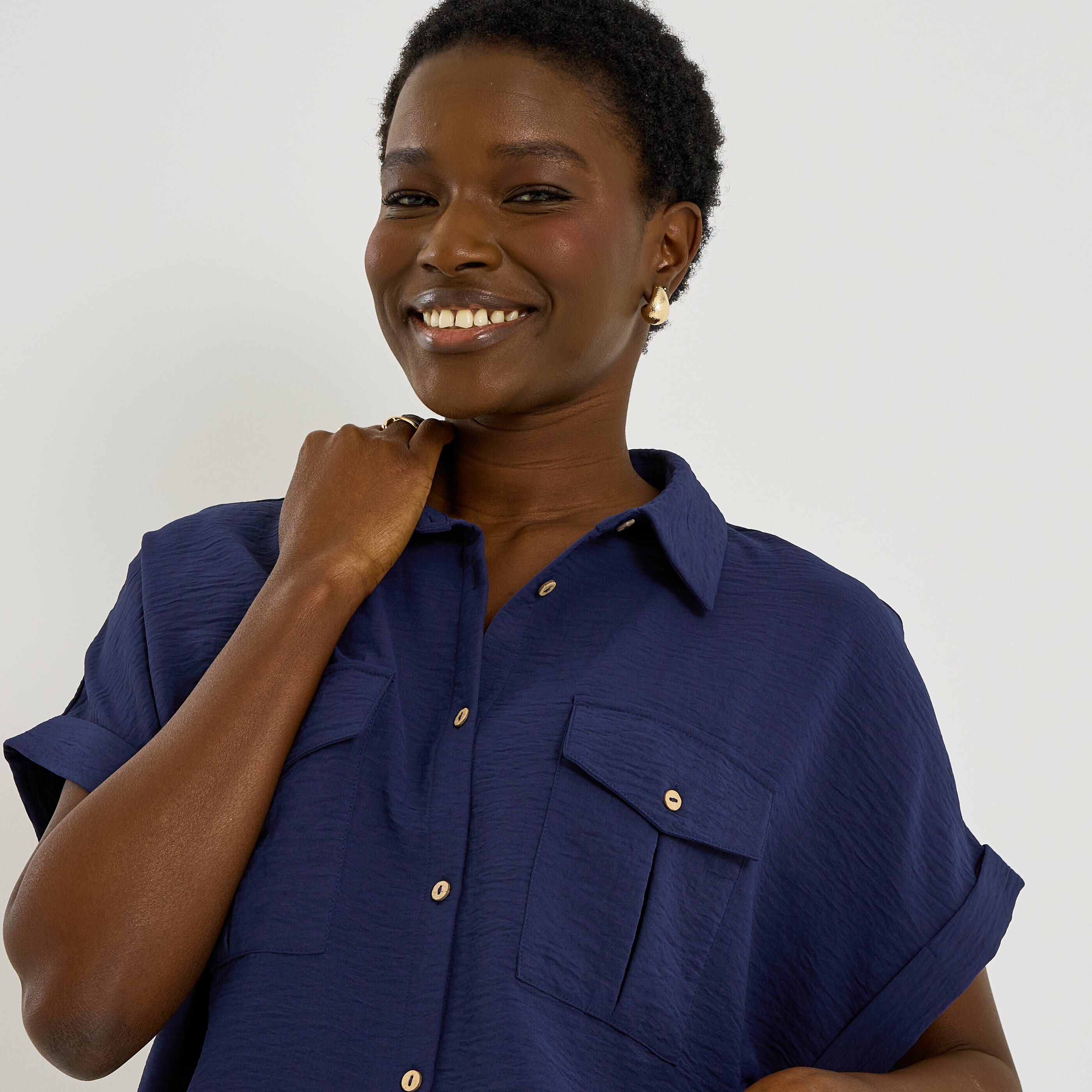 Chemise fluide manches courtes femme