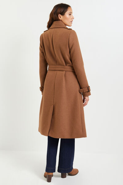 Manteau long ceinture à nouer femme