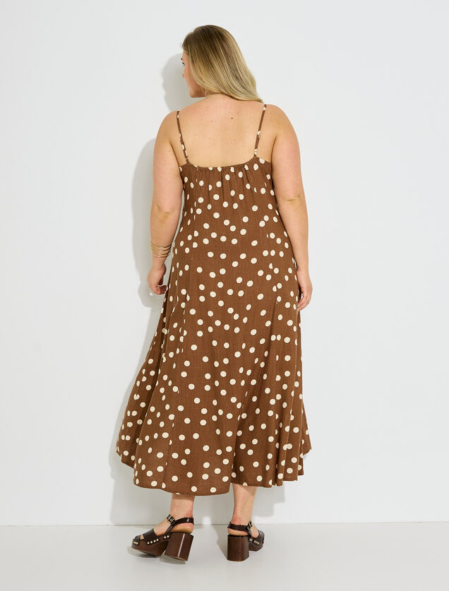 Robe longue fines bretelles motif pois 