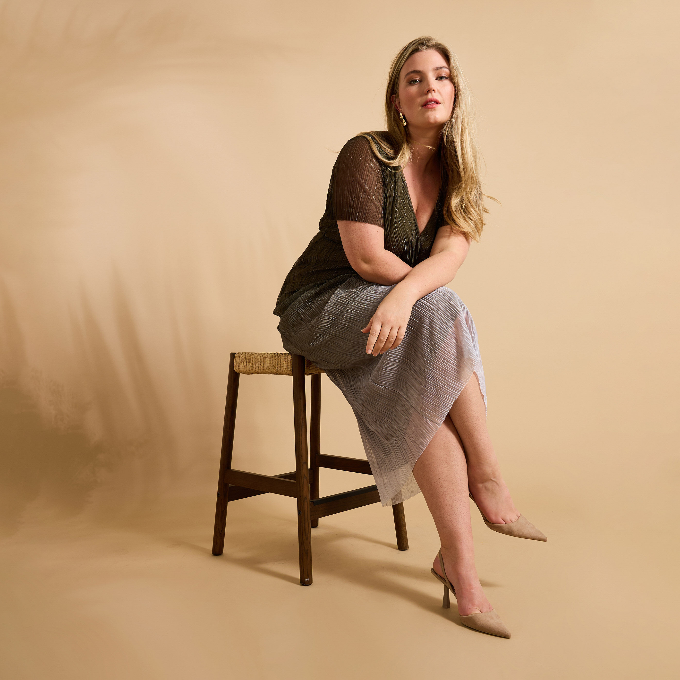 Robe longue iris&eacute;e femme