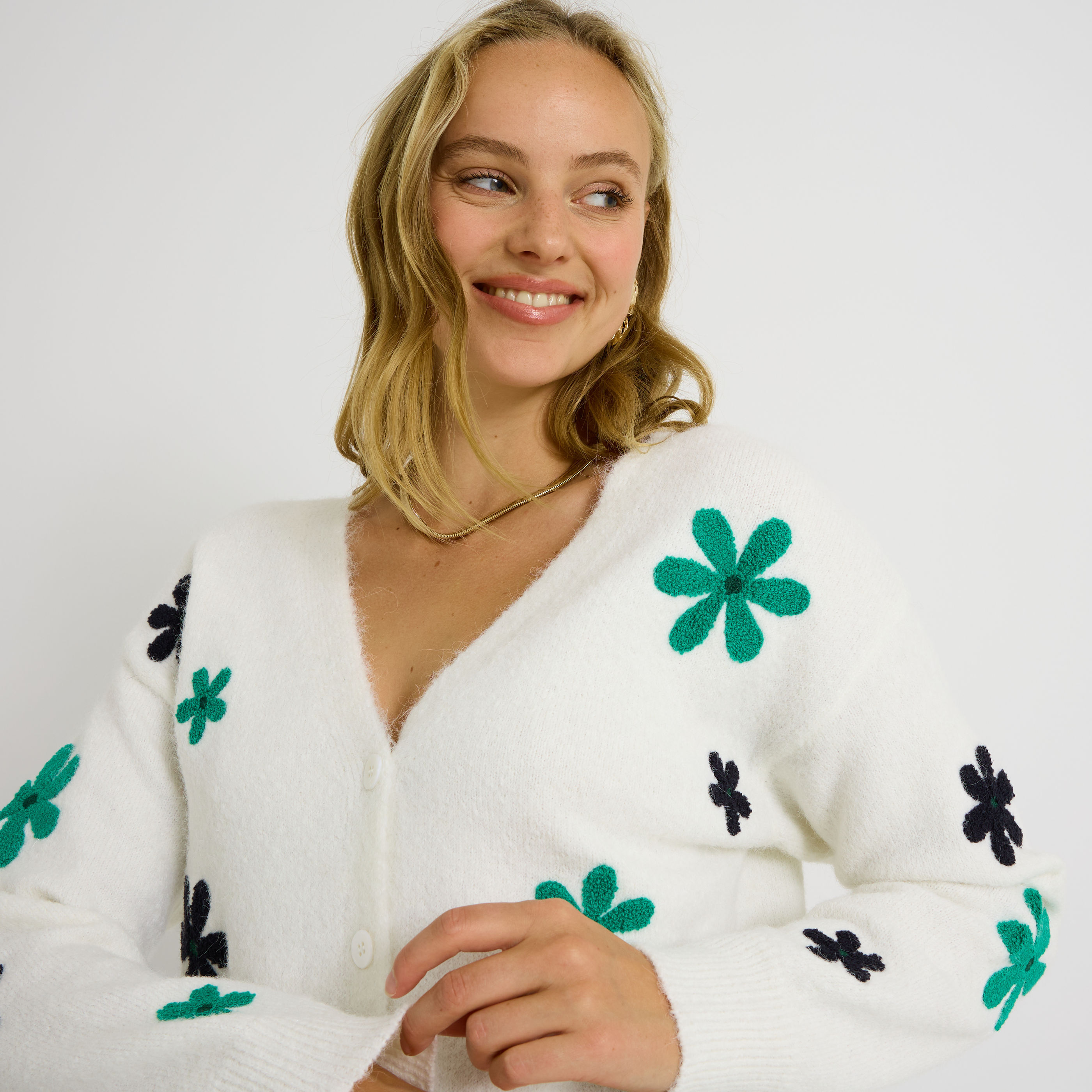Gilet 2 en 1 fleurs brod&eacute;es femme