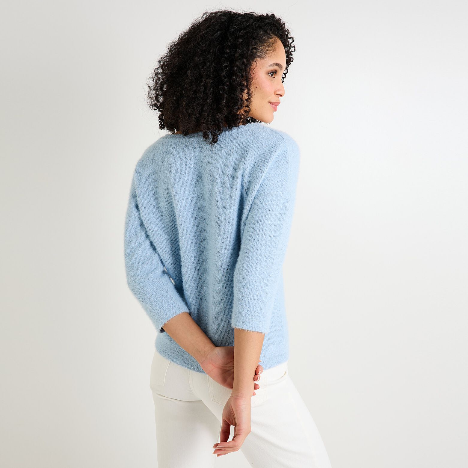Pull col V femme