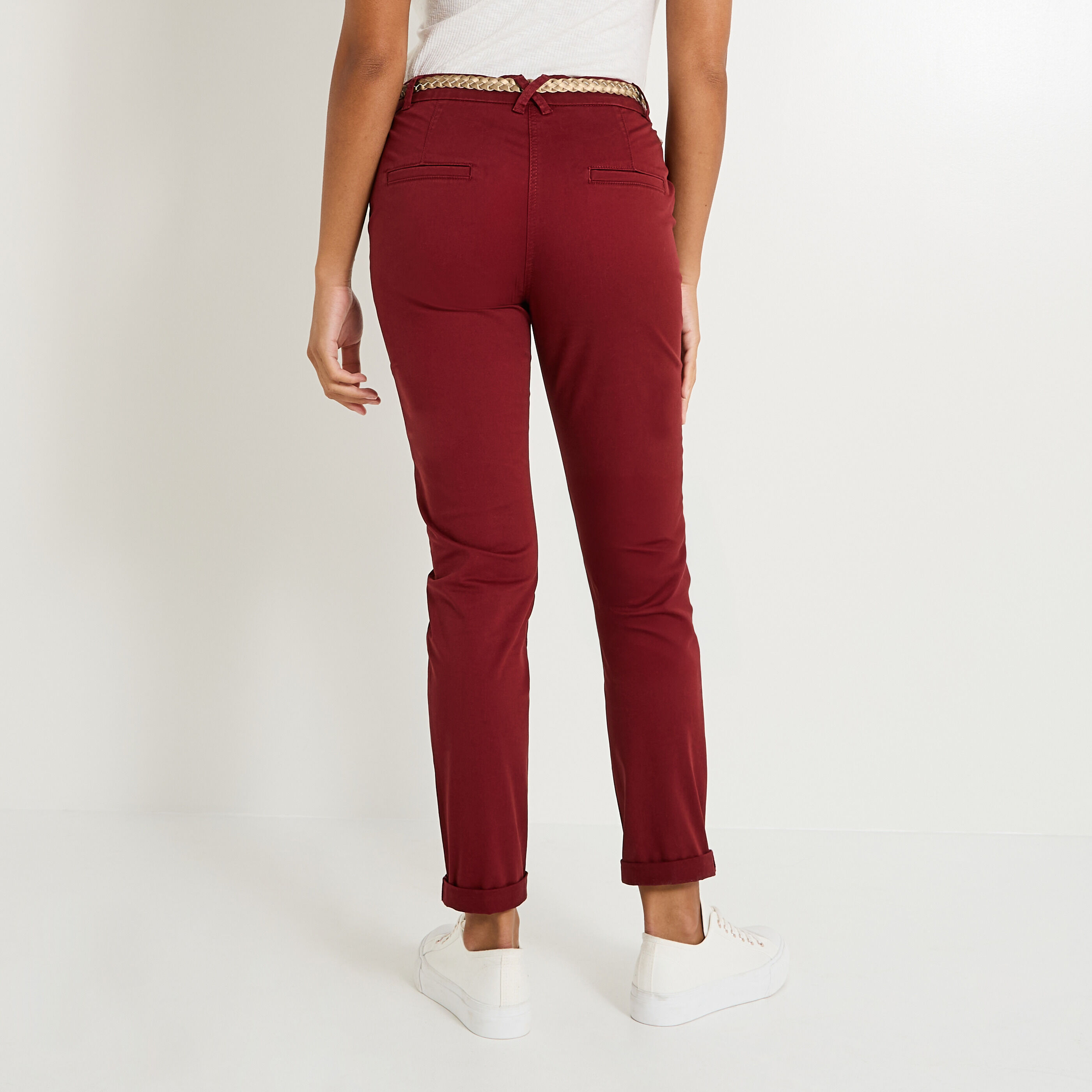 Pantalon chino avec ceinture femme