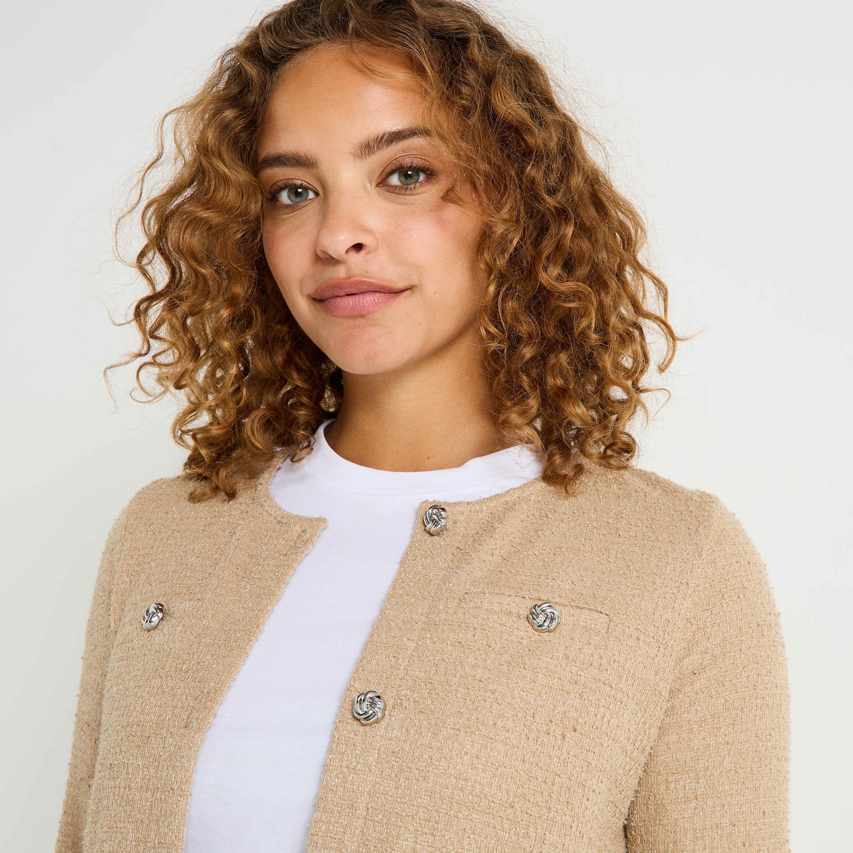 Veste en maille &agrave; col rond femme