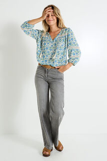 Blouse col V imprimée femme