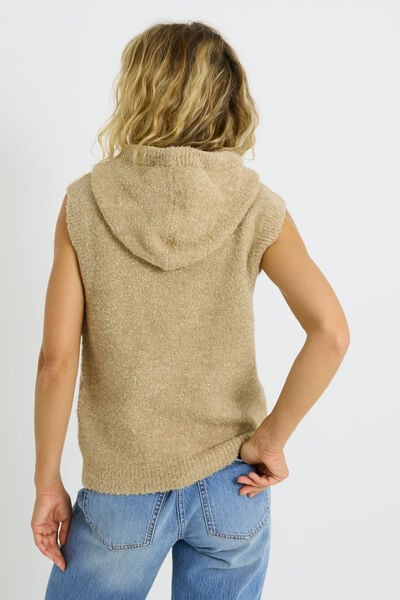 Pull sans manches à capuche femme