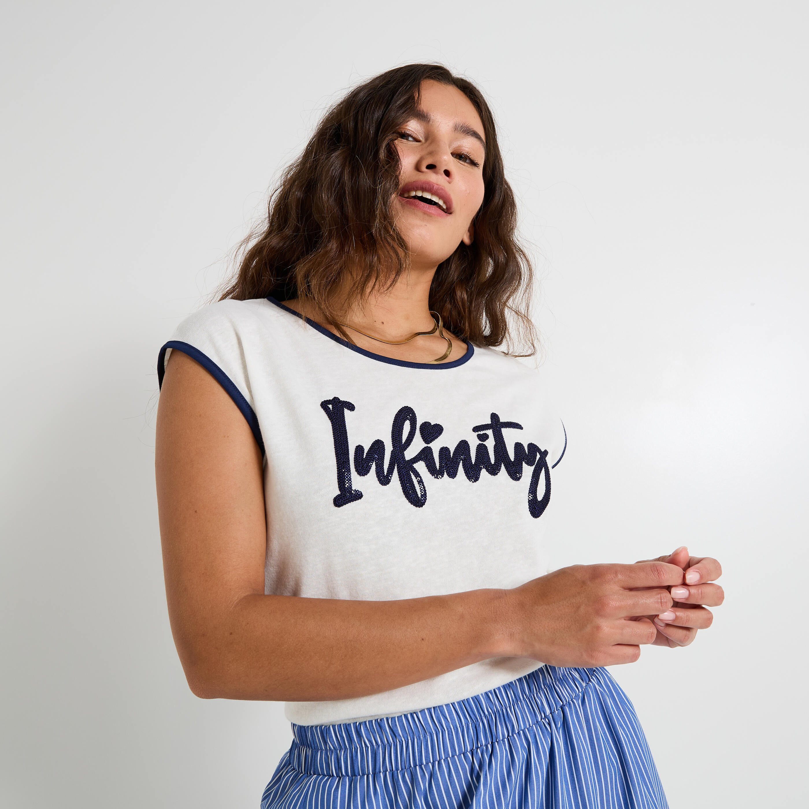 T-shirt message en sequins femme