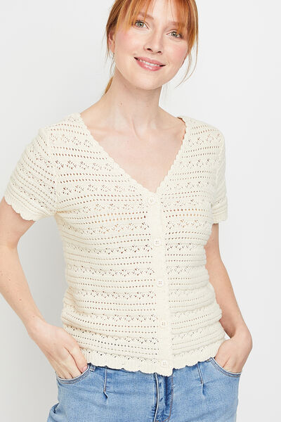 Gilet manches courtes ajouré femme