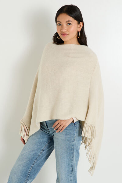 Poncho fermé uni femme