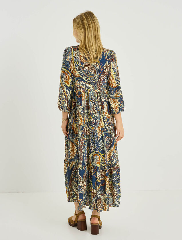 Robe boh&egrave;me longue &agrave; imprim&eacute; paisley
