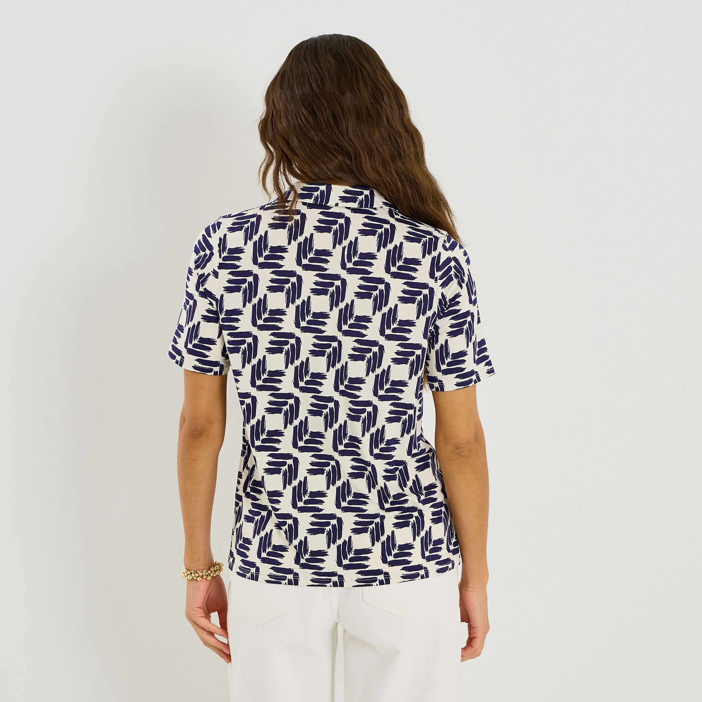 Chemise en maille imprim&eacute;e femme