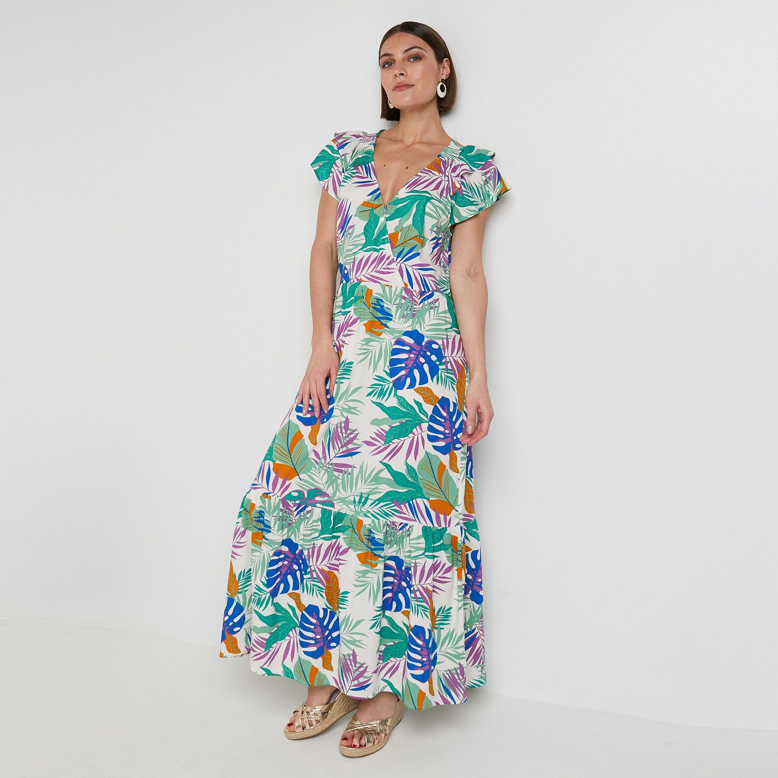Robe longue imprimée femme