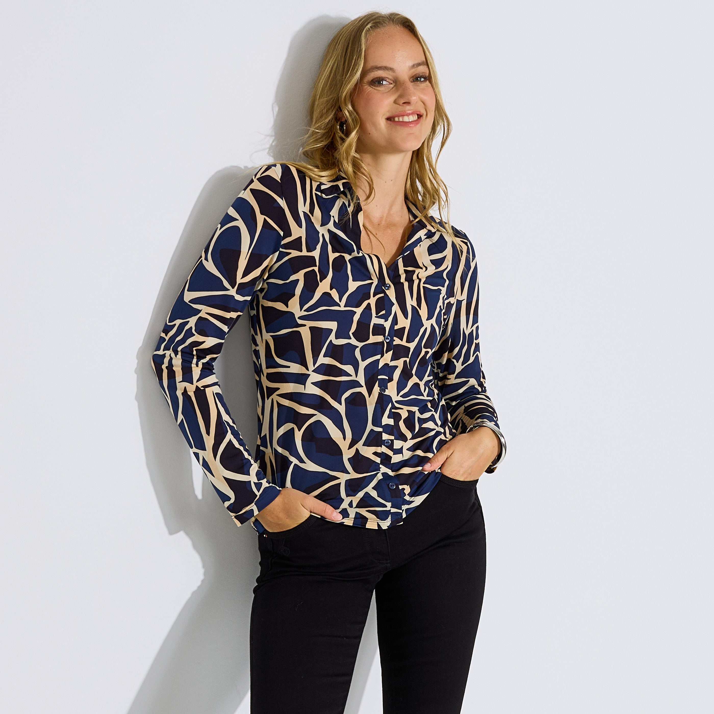 Chemise fluide imprim&eacute;e femme