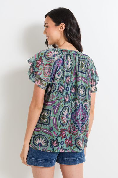 Blouse imprimée col V femme