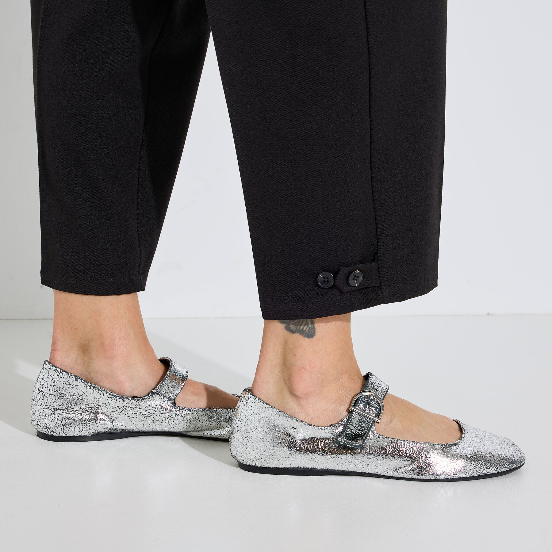 Pantalon barrel raccourci chic femme.