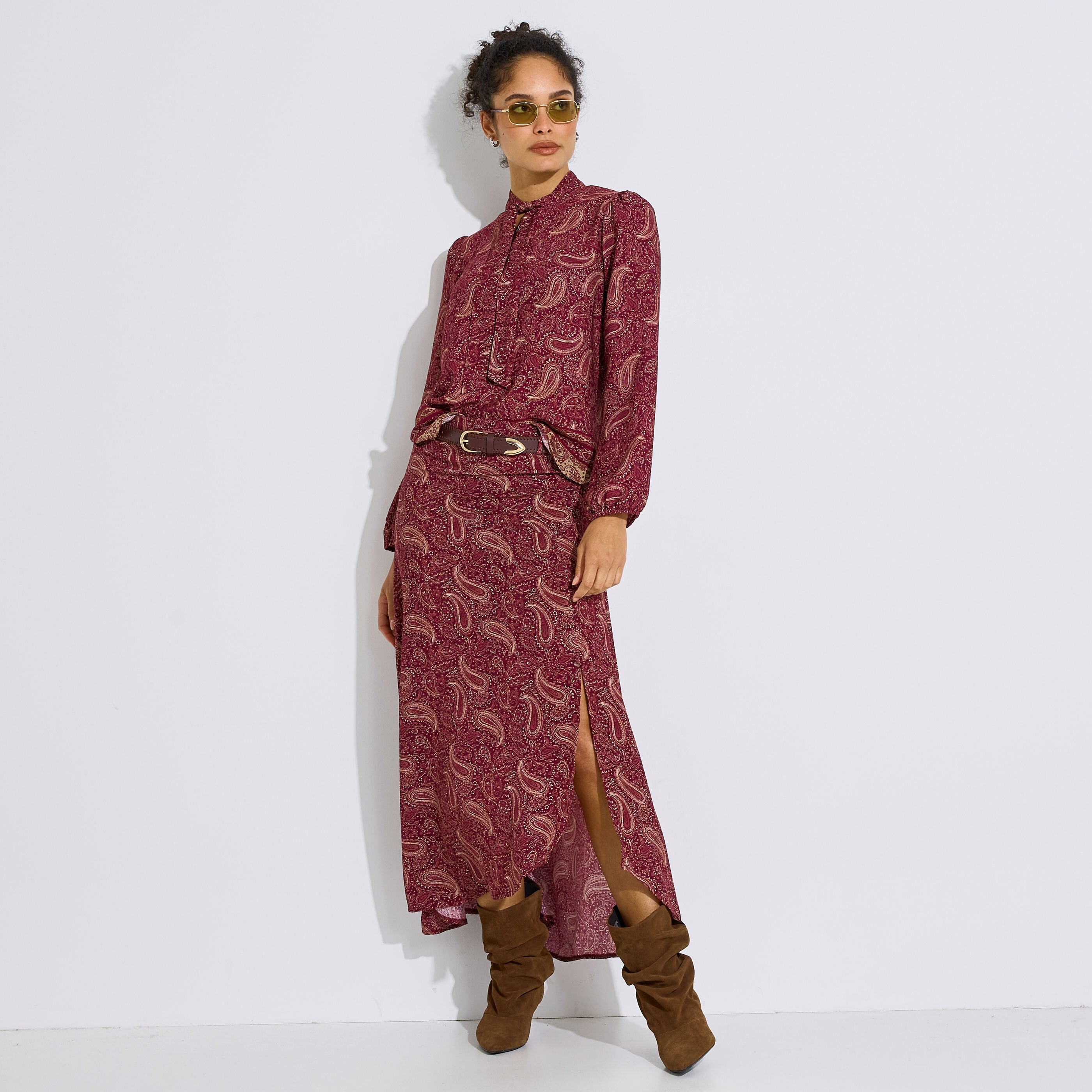 Blouse motif cachemire lavalli&egrave;re femme