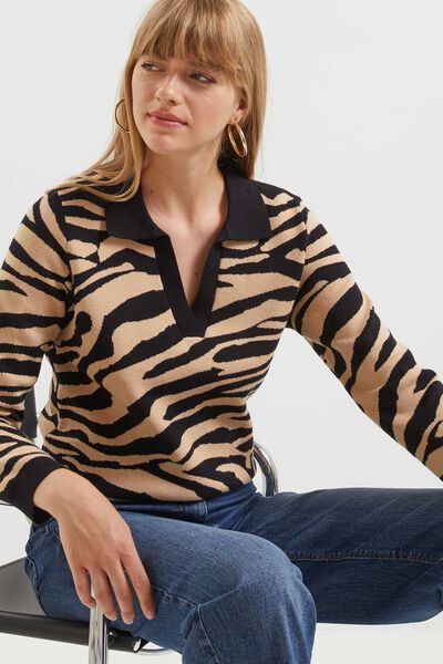 Pull col polo femme