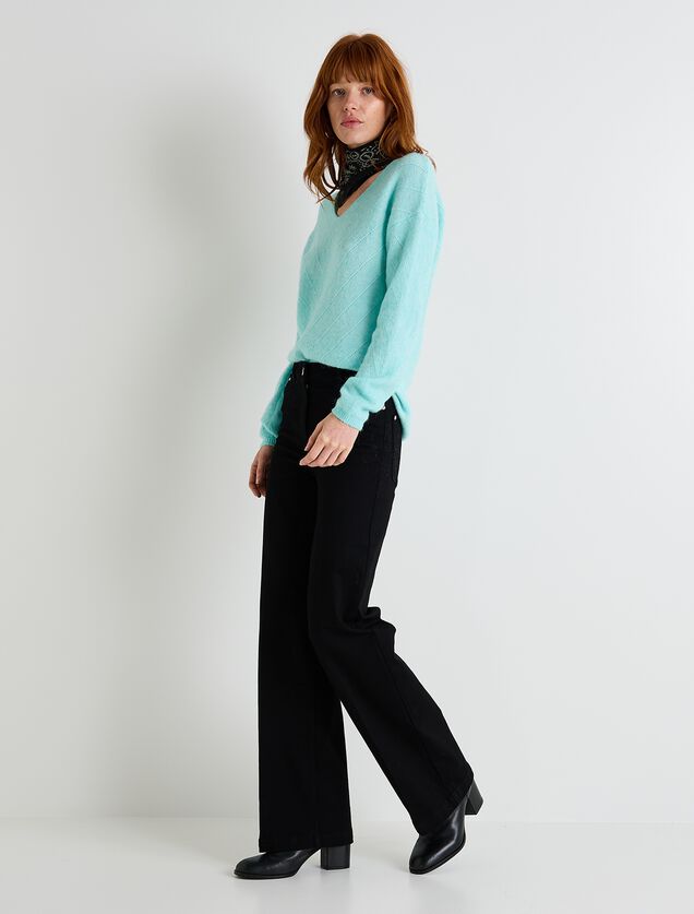 Pull col V femme