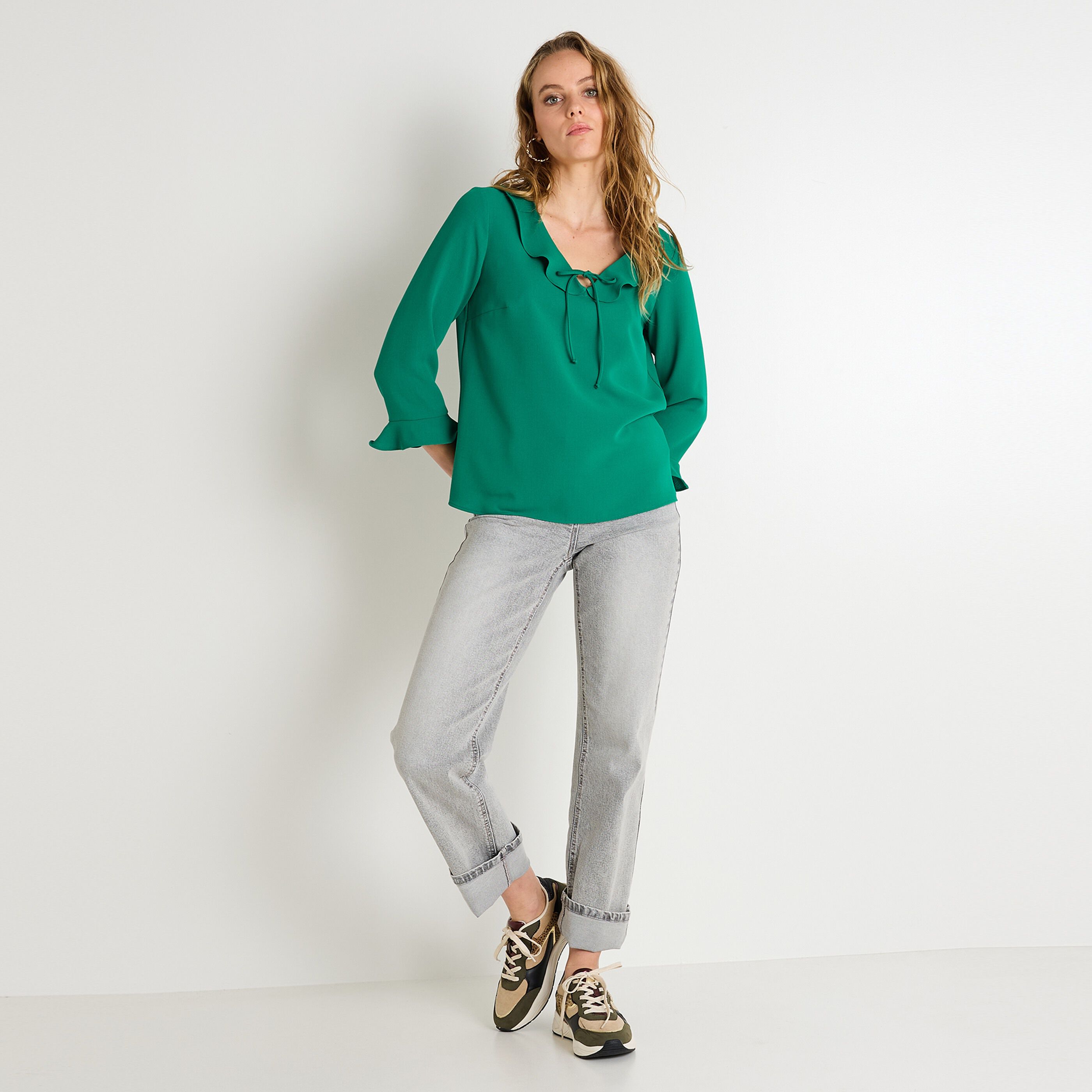 Blouse &agrave; volants femme