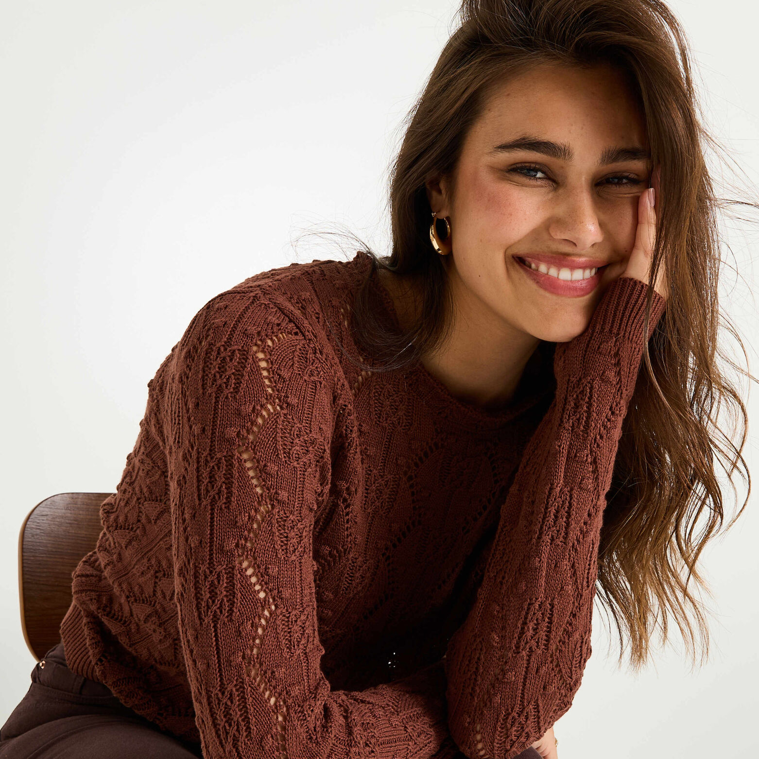 Pull col rond femme