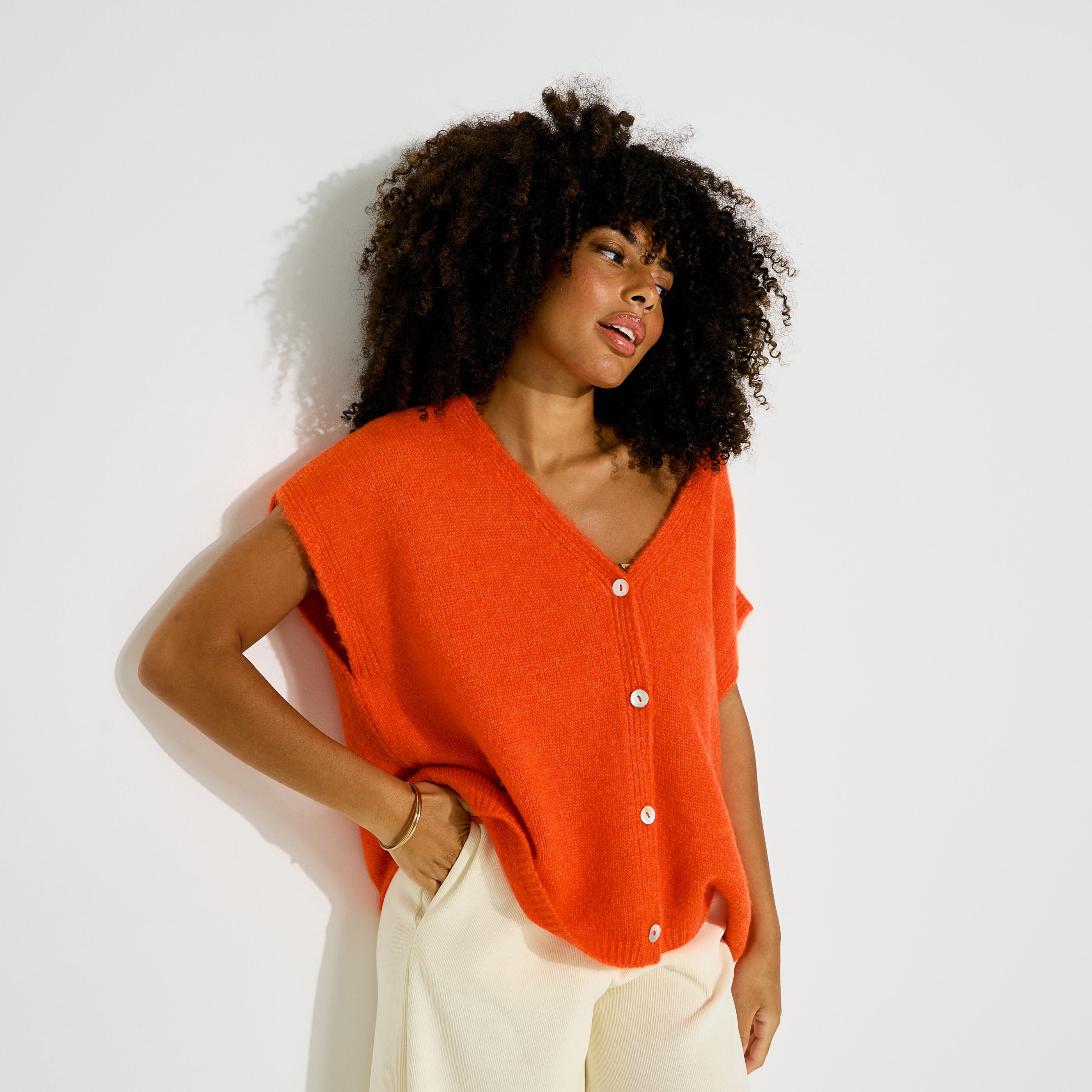 Gilet col V femme