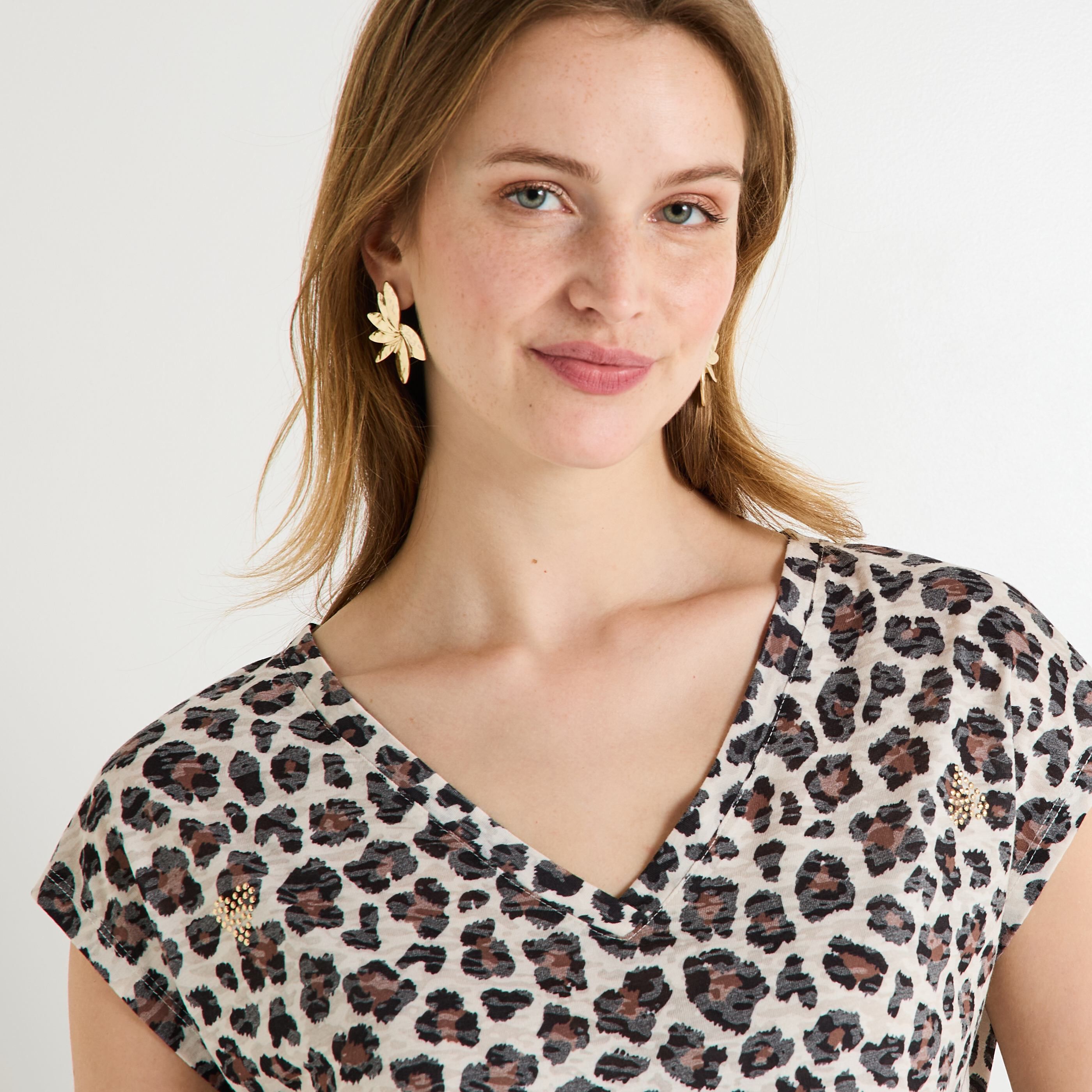 T-shirt imprim&eacute; l&eacute;opard femme