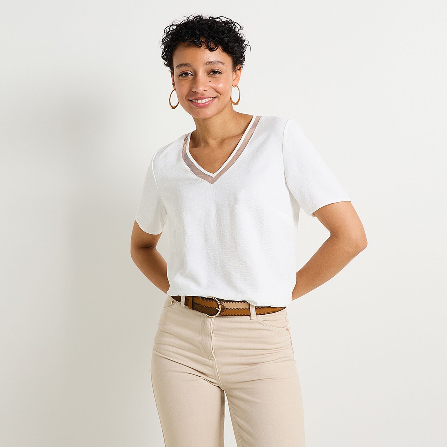Blouse col V femme