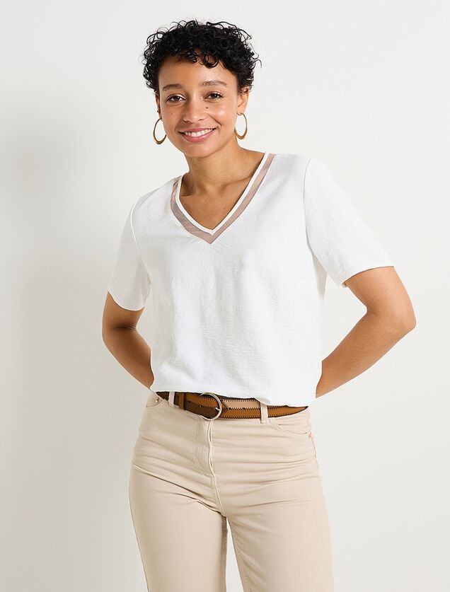 Blouse col V femme