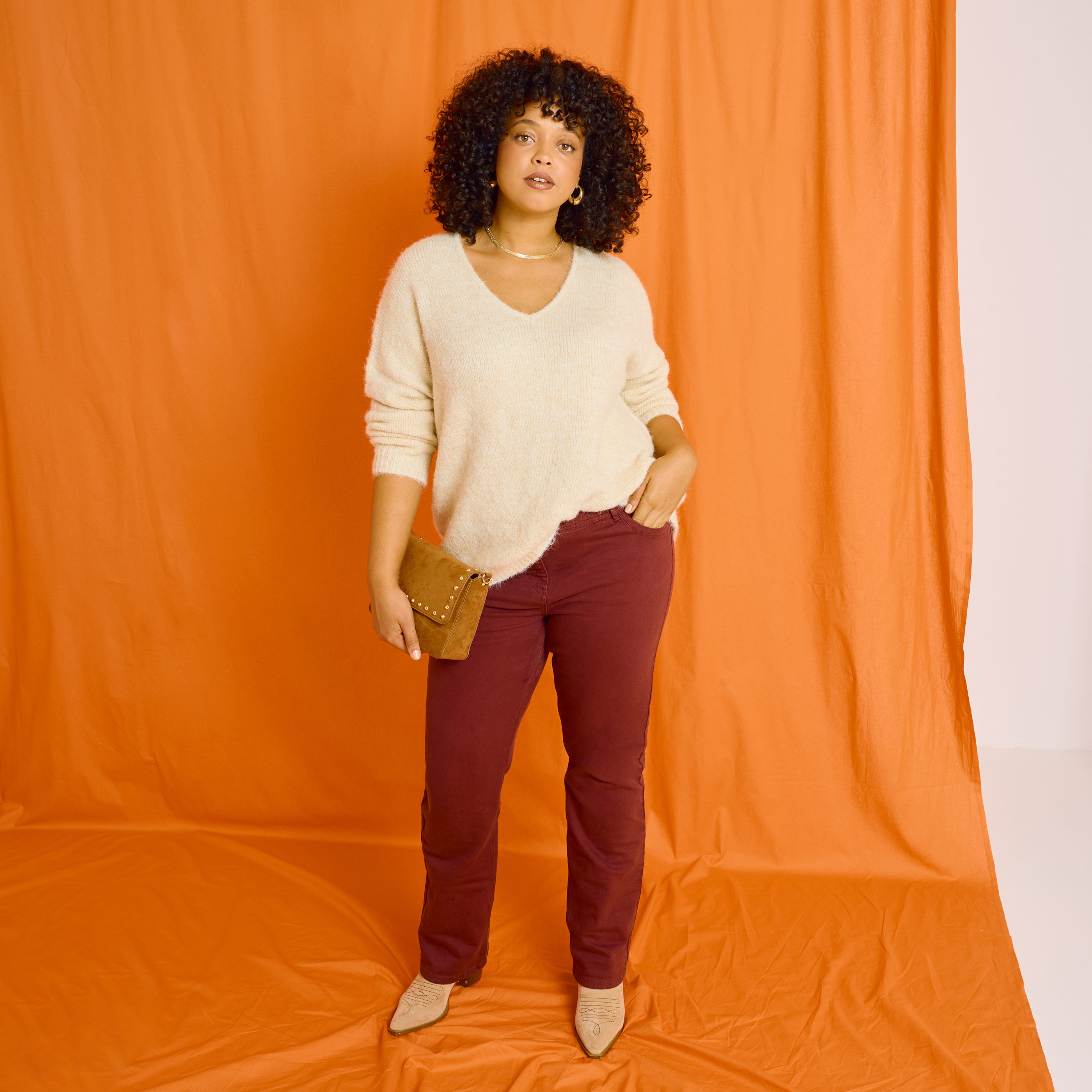 Pull imprim&eacute; color&eacute; femme