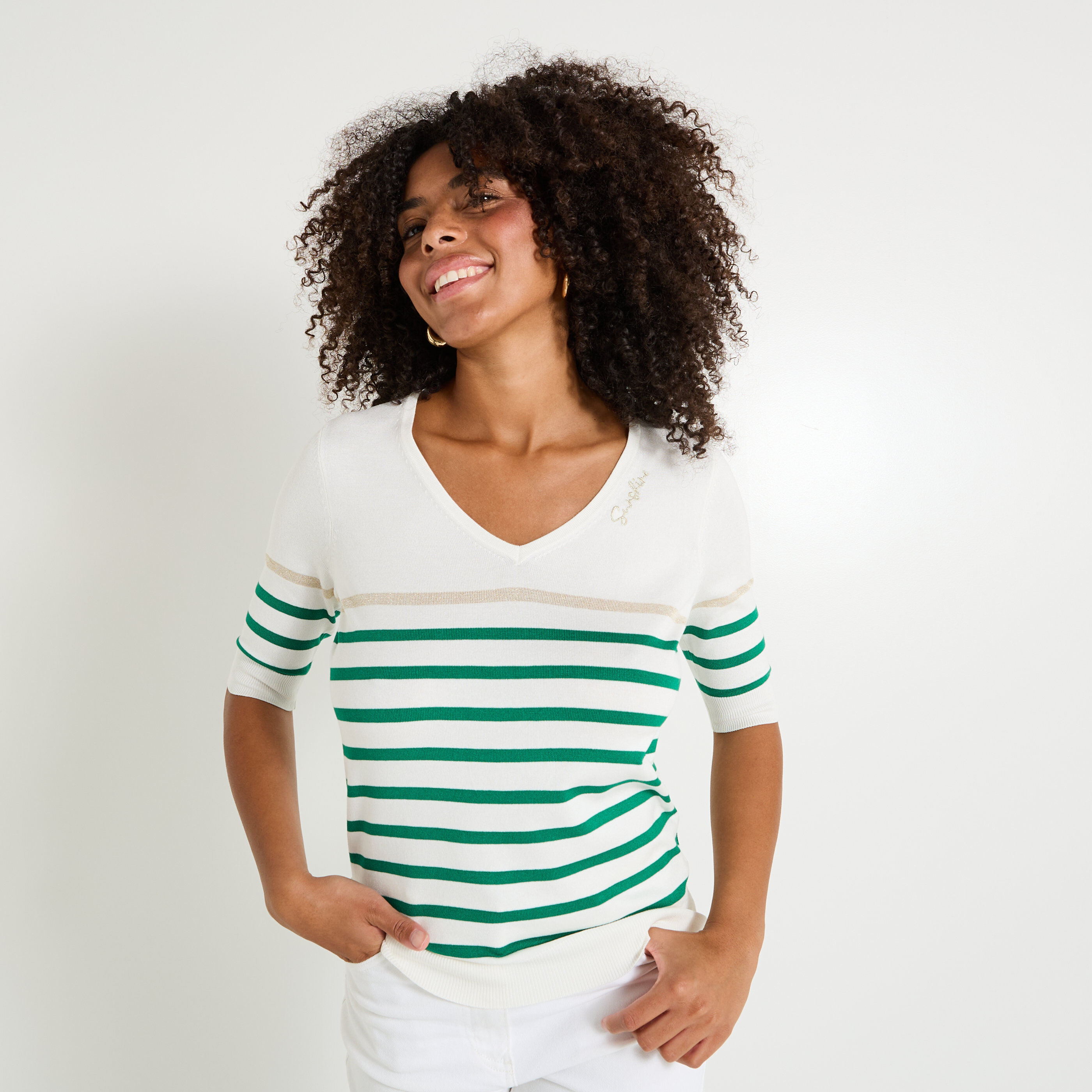 Pull manches courtes femme