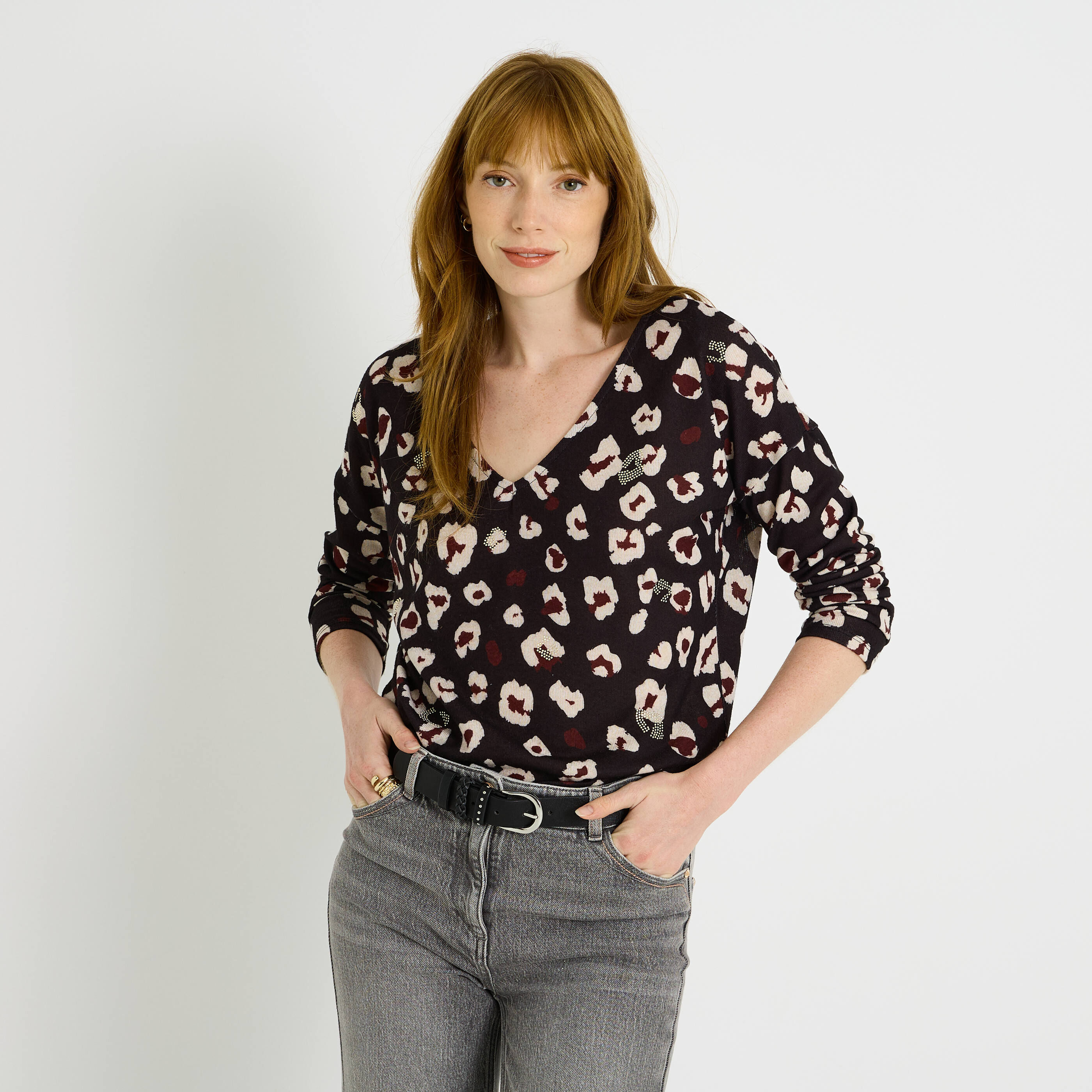 T-shirt doudou imprim&eacute; l&eacute;opard femme