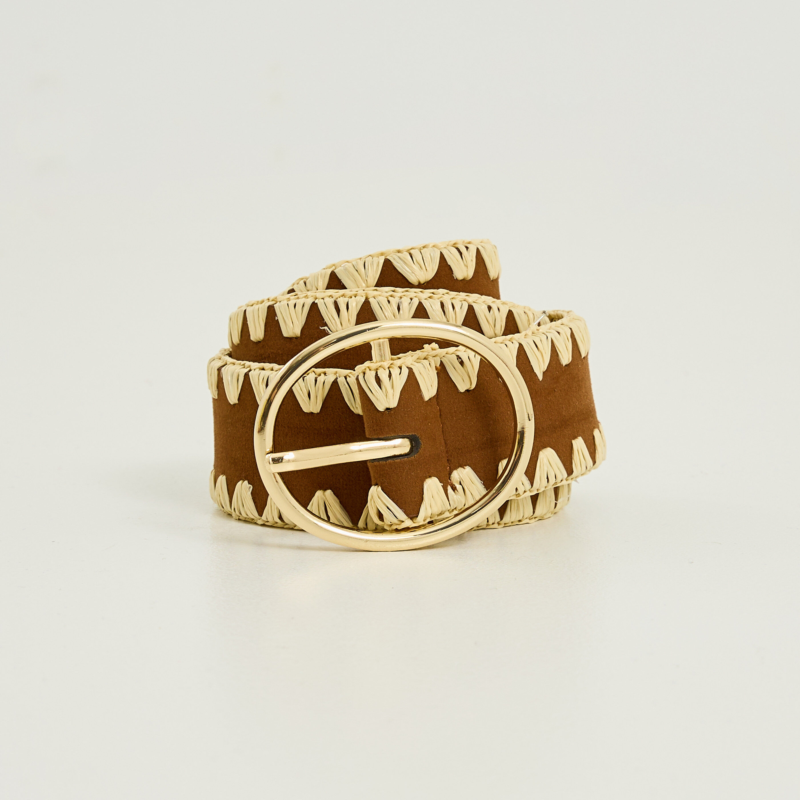 Ceinture brod&eacute;e boucle ovale femme