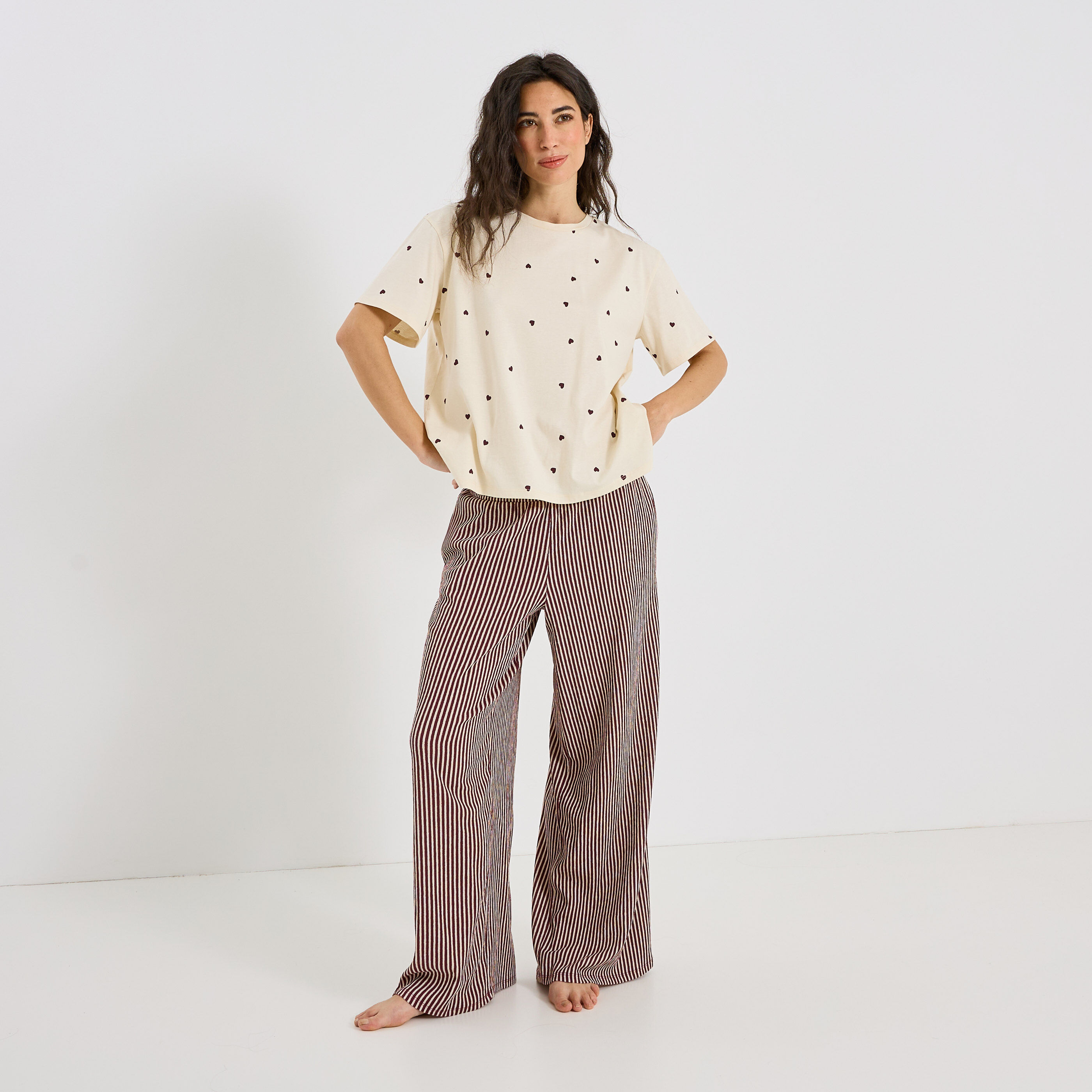 Pantalon de pyjama ray&eacute; seersucker femme
