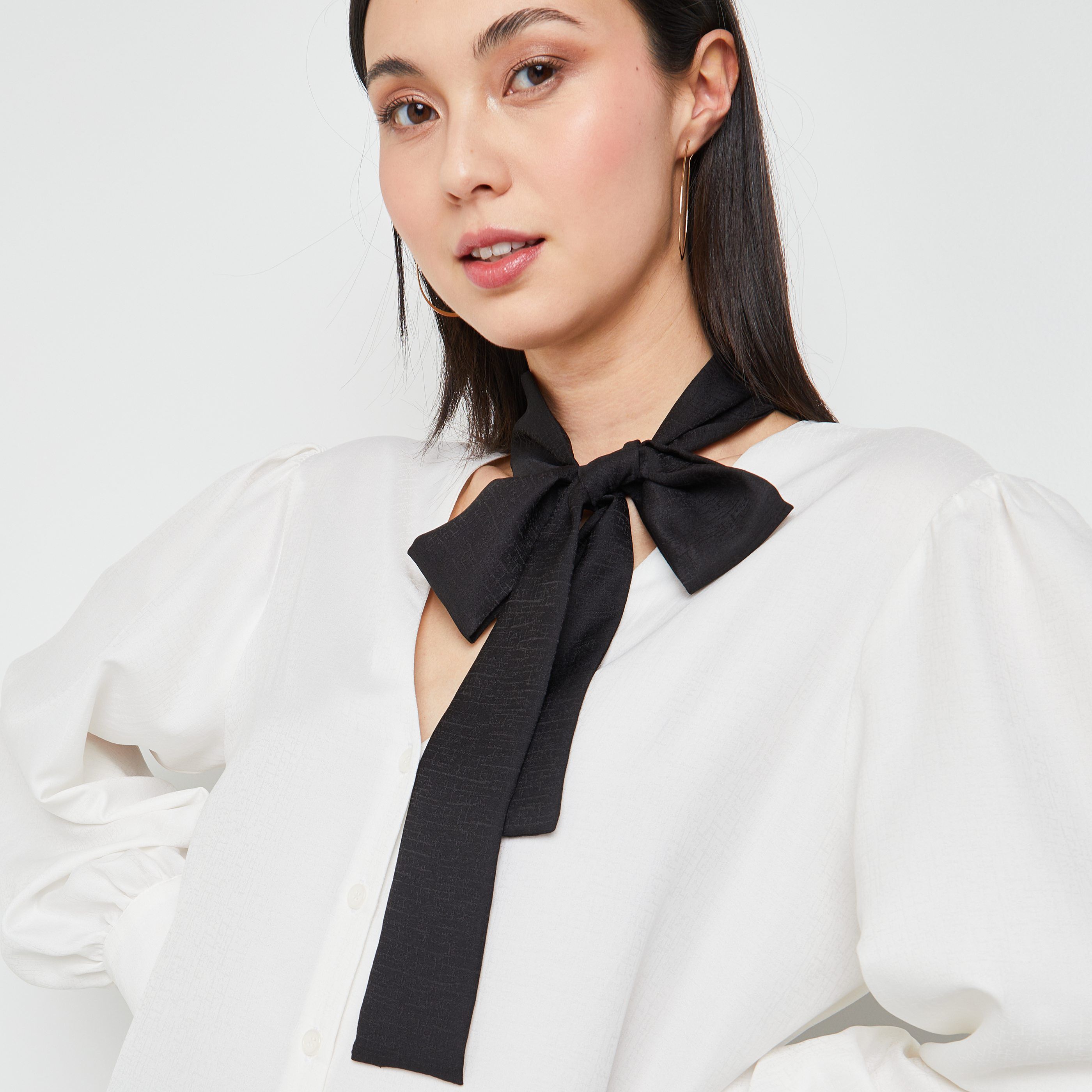 Chemise col lavalliere femme ECRU Graindemalice