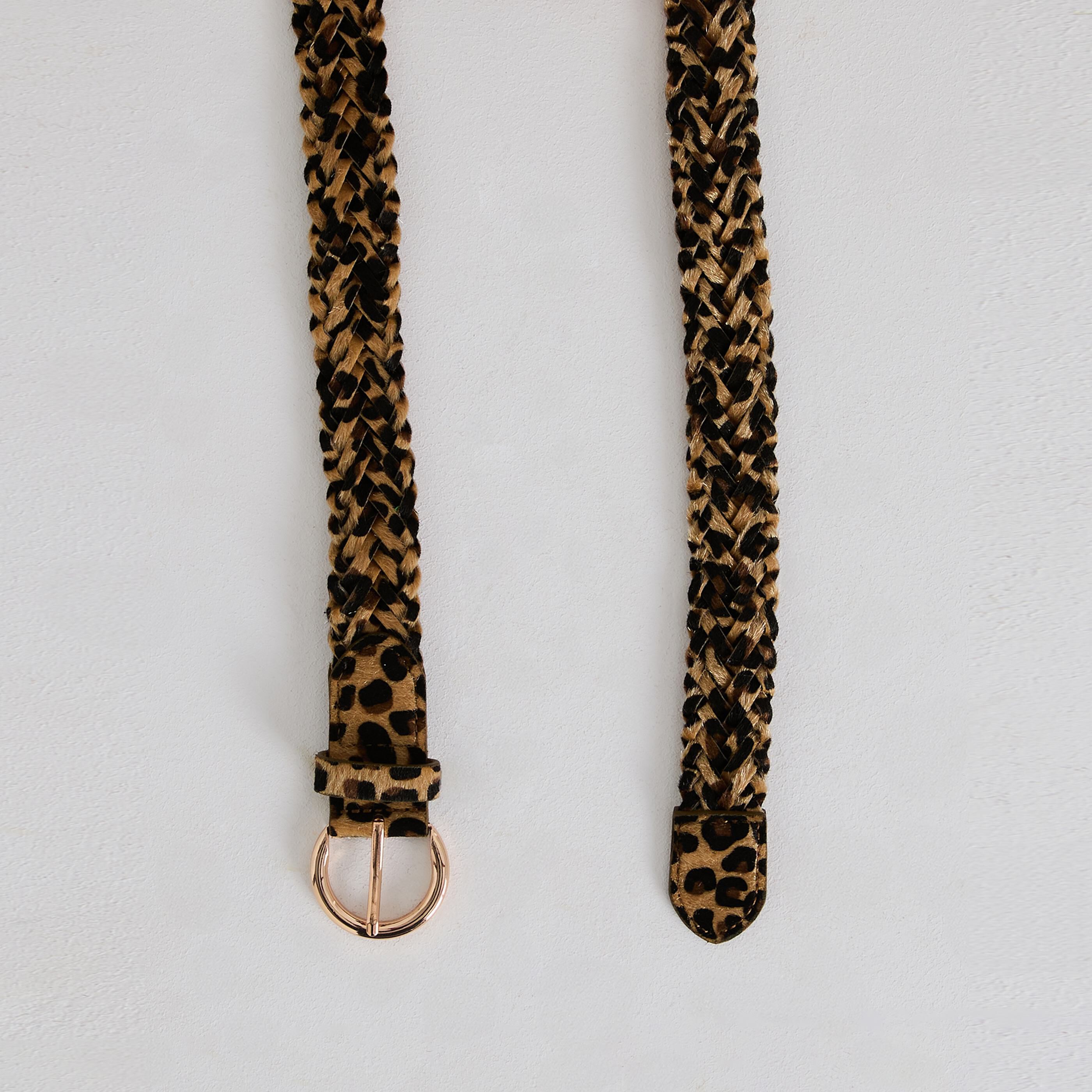Ceinture tress&eacute;e motif l&eacute;opard femme