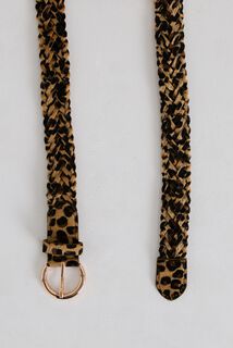 Ceinture tressée motif léopard femme