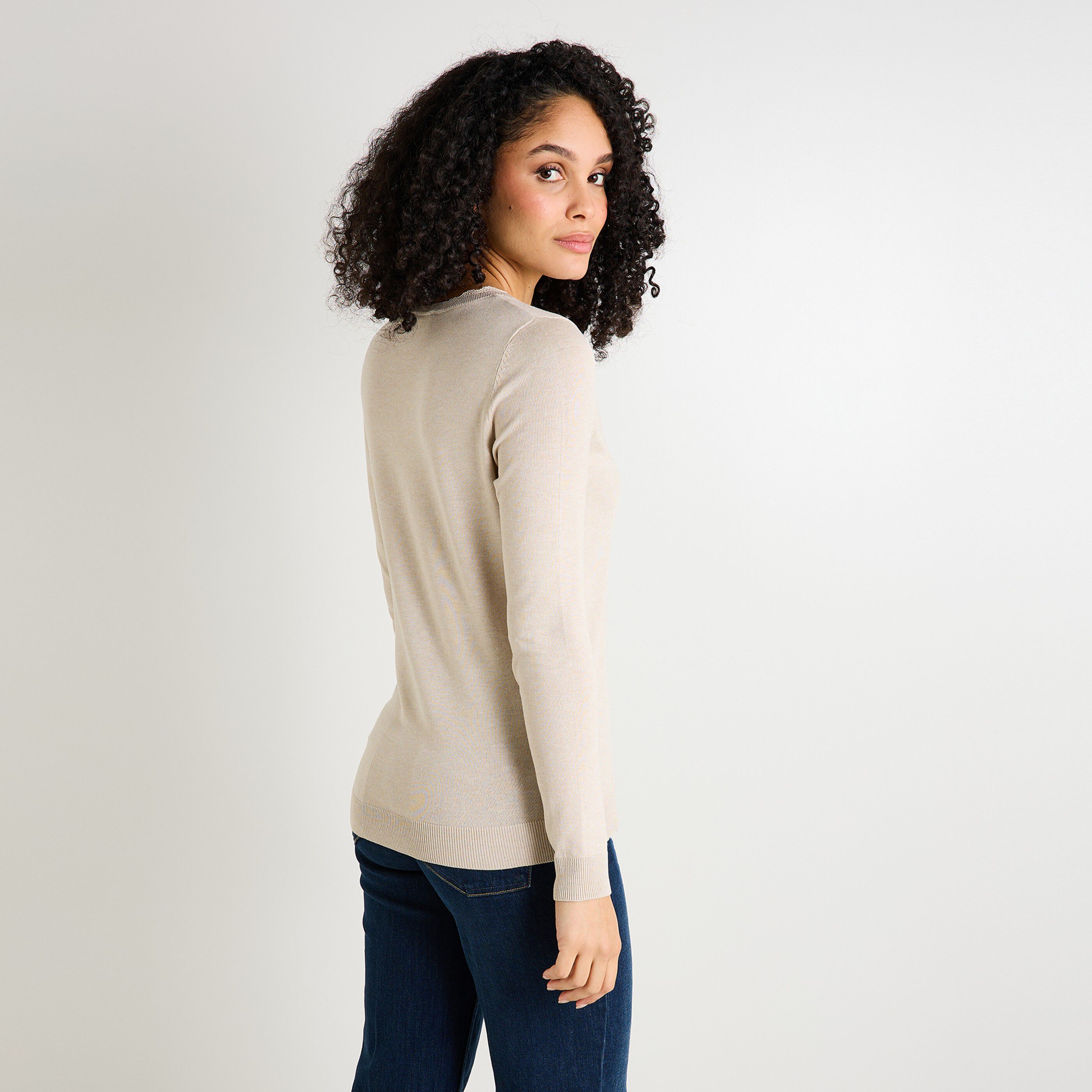 Gilet col V ajour&eacute; femme