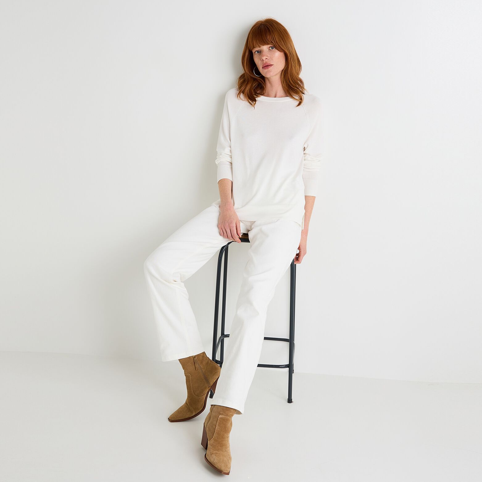 Pull col rond femme