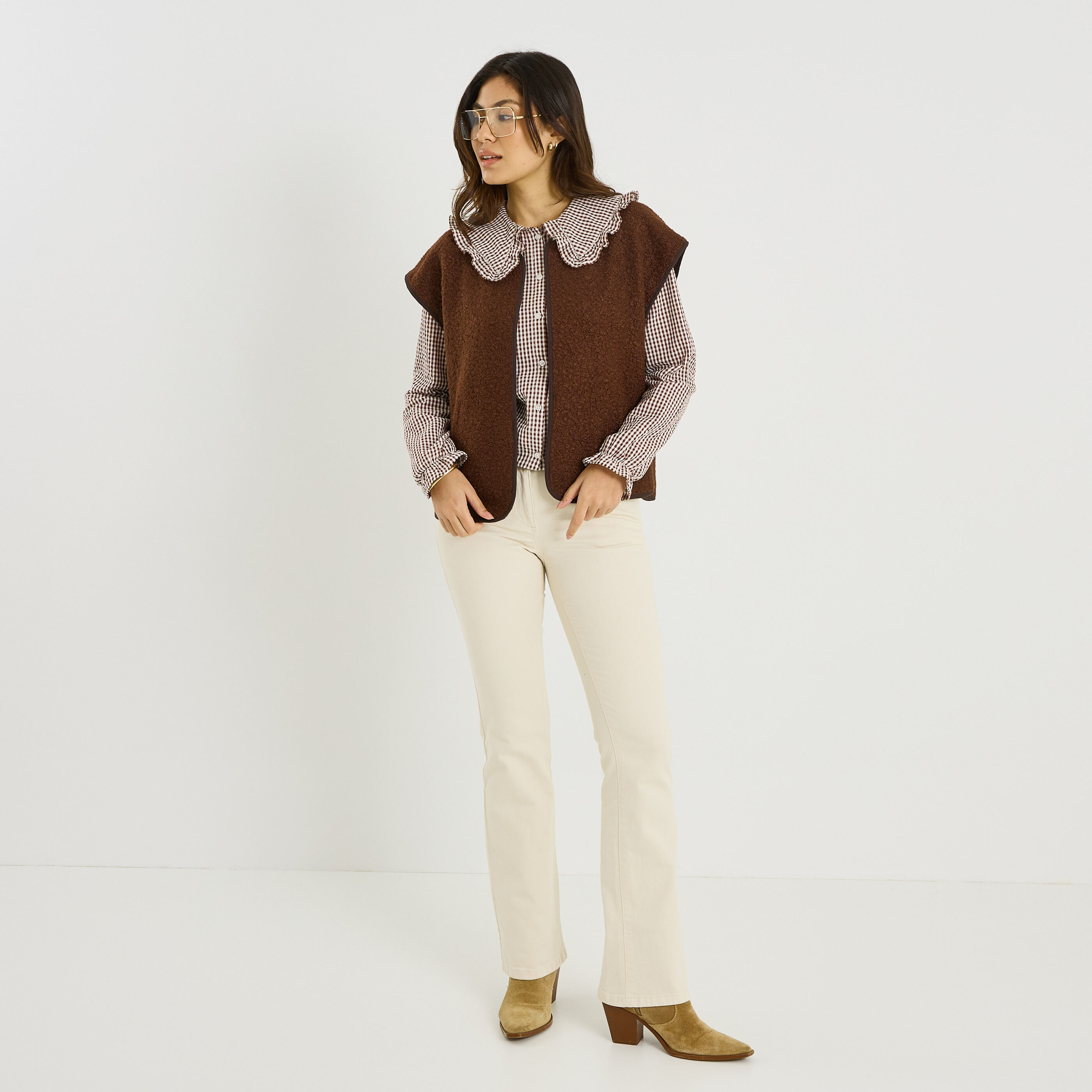 Gilet sans manches en bouclette femme 