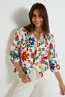 Blouse à nouer imprimée femme