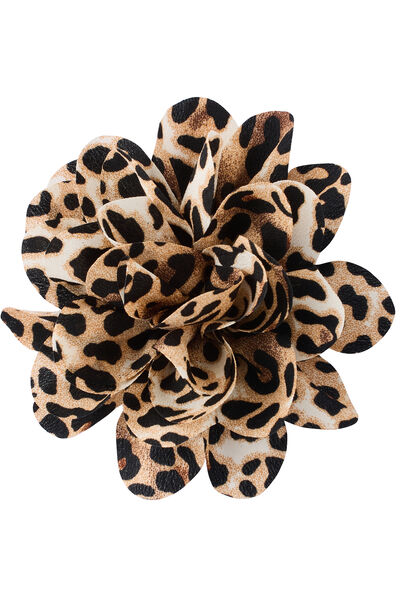 Broche fleur à imprimé léopard