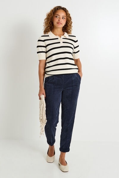 Pantalon en velours à revers femme